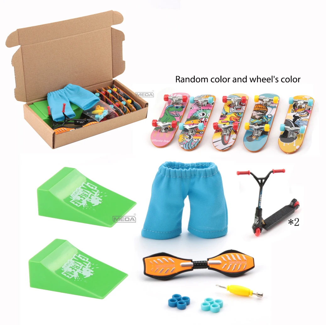 Professional Finger Skateboard Set DIY Mini Skateboard Park Practice Table Combination Toy Metal Bridge Finger Skateboard Gift ﻿