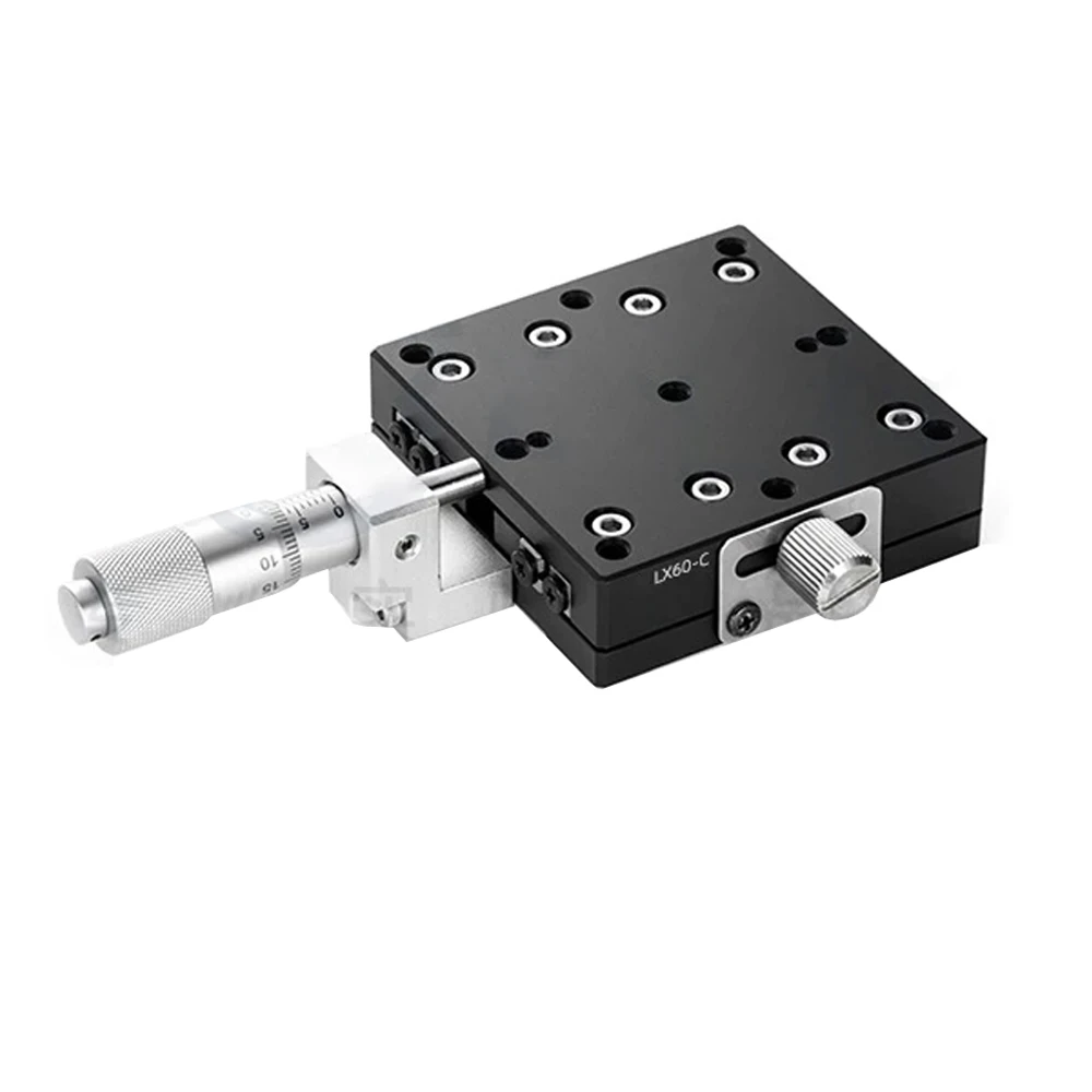 LX60-C Manual X-Axis Translation Stage 60x60mm Aluminum Linear Motion Platform Fine Adjustment Optical Slider