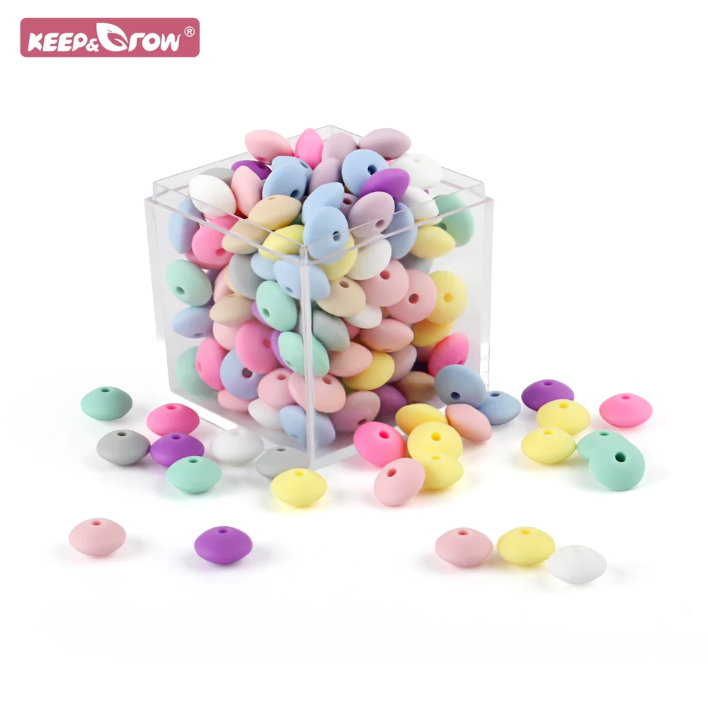 50pcs/lot 12mm Silicone lentil Beads Silicone BPA Free DIY Charms Newborn Nursing Accessory Teething Necklace Teething Toy Perle