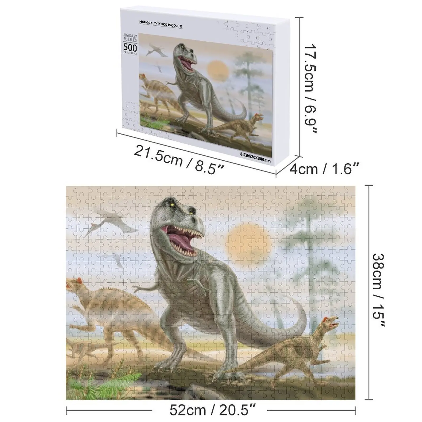 Puzzle Tyrannosaurus Rex - Personalizowany Prezent dla Małżeństwa, Personalizowane Prezenty, Puzzle dla Dzieci z Możliwością Personalizacji