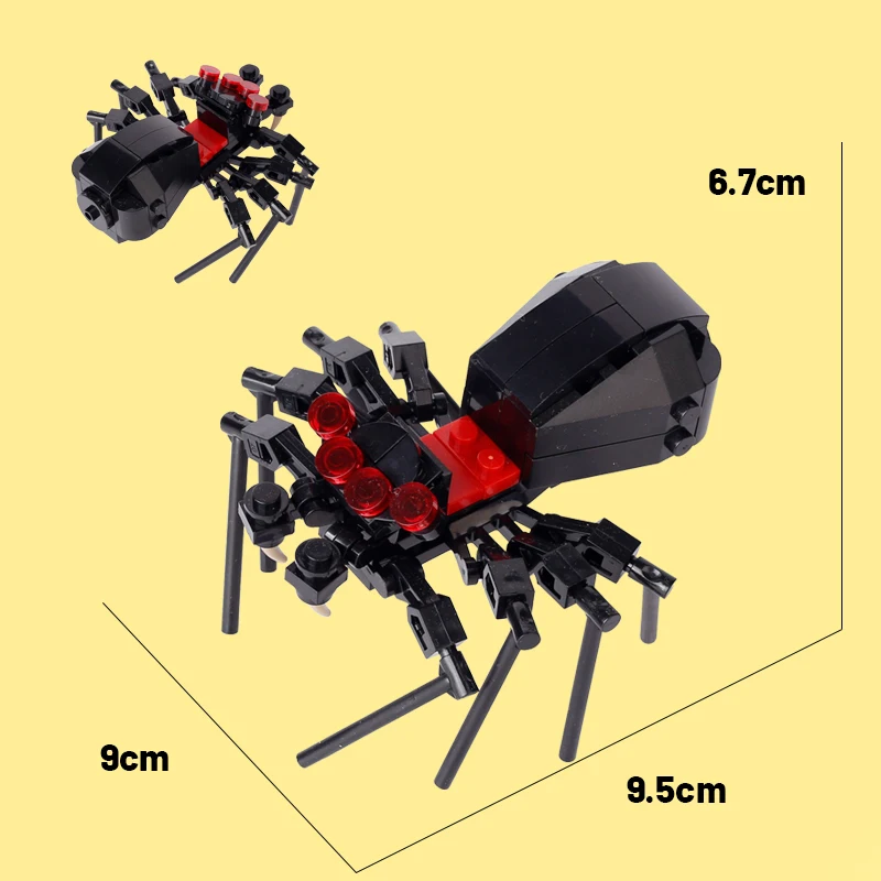 Juego de bloques de construcción de animales MOC, ladrillos creativos de animales pequeños, pato, abeja, Araña, modelo, Rana, animales salvajes, regalos de Halloween