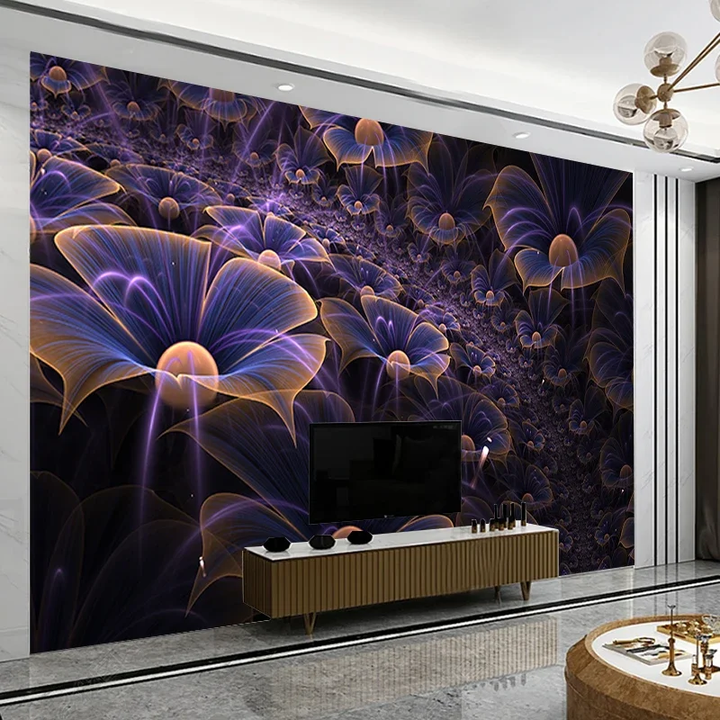 Purple Flower Garden Scenery Photo Mural 3D Wallpapers For Living Room TV Sofa Background Wall Cloth Decor Papel De Parede 3D