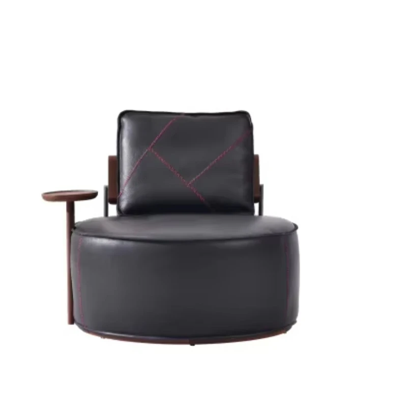 

Modern solid wood leather sofa chair living room balcony bedroom hotel home new