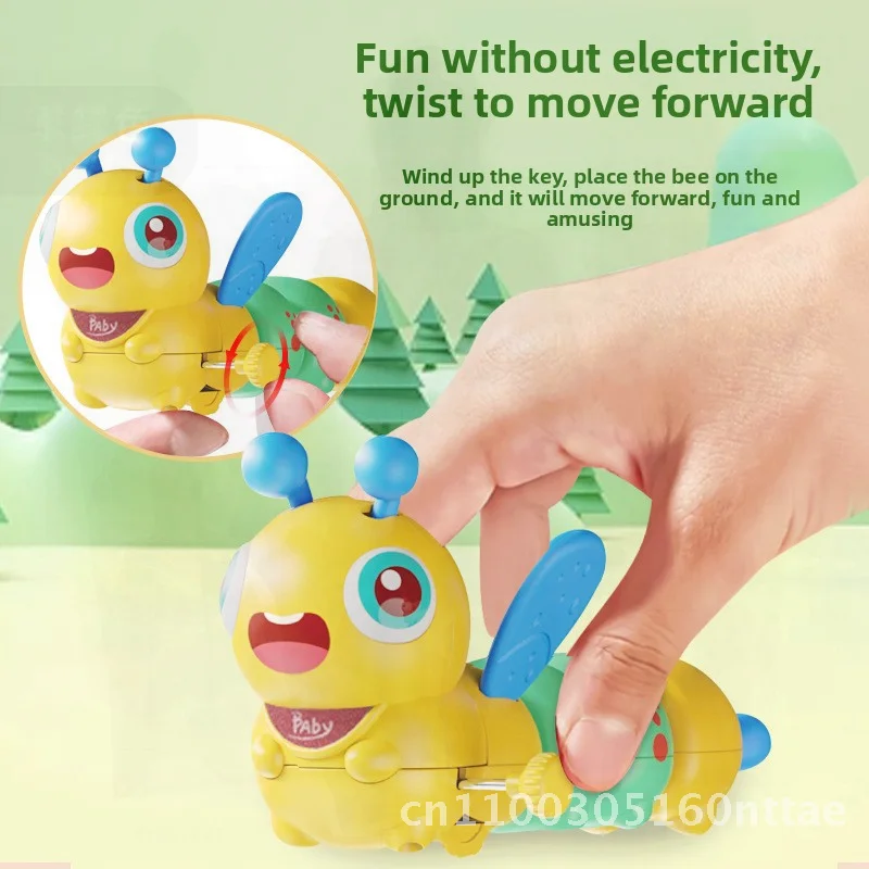 Cartoon Bees Bug Toys with Teeth Coil Winding Gel Will Run Move Inertia Decompression Swing for Babies Plastic Toy