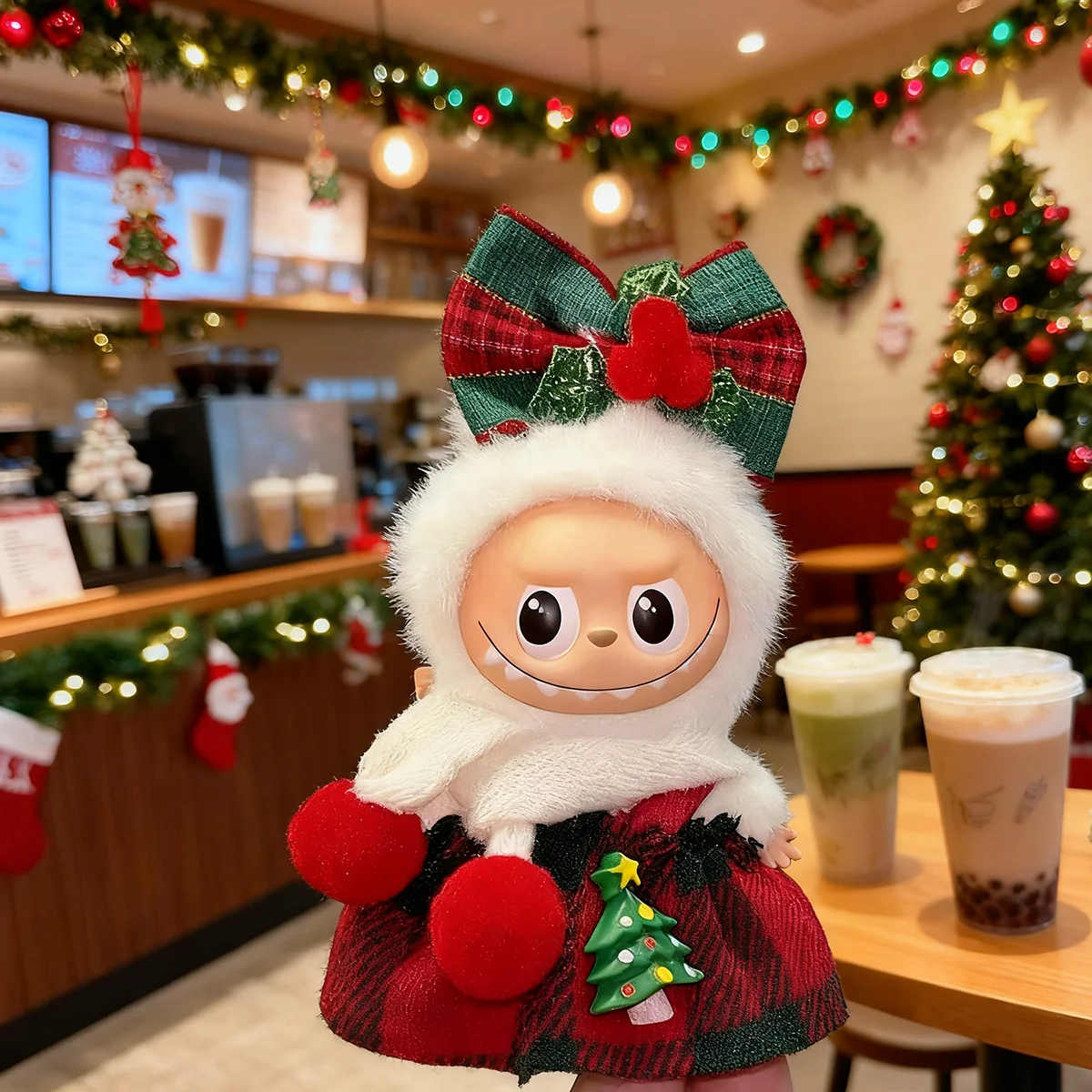 Plush Doll's Clothes for Mini Labubu 4.0 Christmas Set New Year Wear Mini Doll's Accessories Christmas Gift