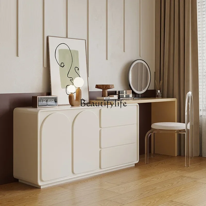 Morandi cream-colored dresser, small apartment simple with corner cabinet