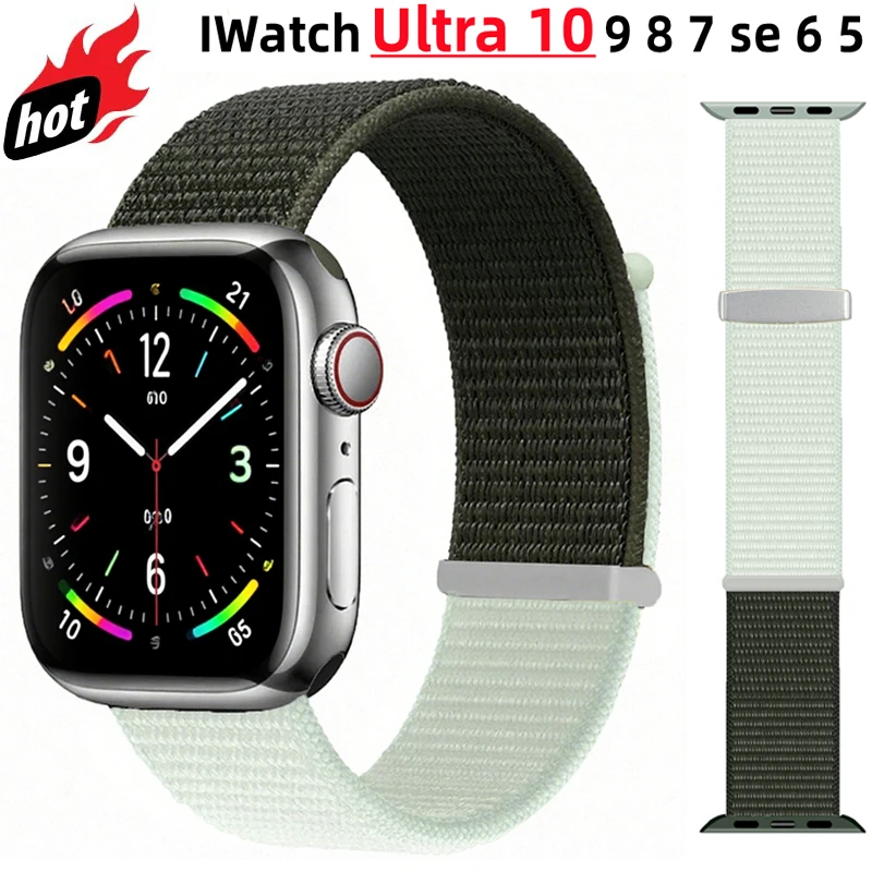 

Strap For Apple Watch Band 44mm 45mm 46mm 41mm 40mm 49mm 38mm 42mm correa Nylon Bracelet For IWatch Series Ultra 10 9 8 7 6 SE 5