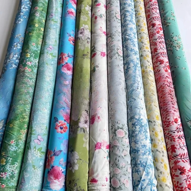 2025 Floral Print Luxury Mulberry Silk Crepe de Chine Digital Print Skin-Friendly Dress & Skirt Fabric Material Women Fashion