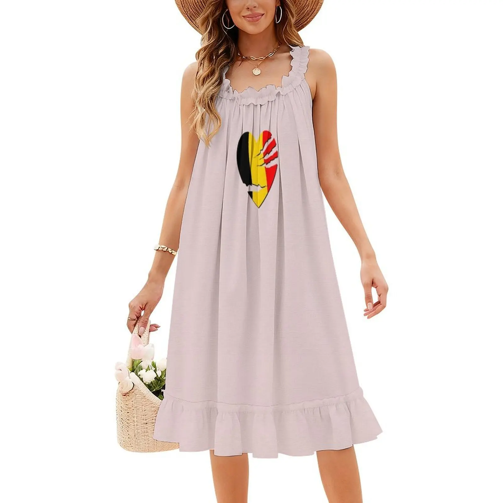 فستان بوهيمي عتيق على شكل قلب بلجيكي بعلم بلجيكي وأكمام منتفخة أو خيارات بدون أكمام للنساء فستان علم بلجيكا #4