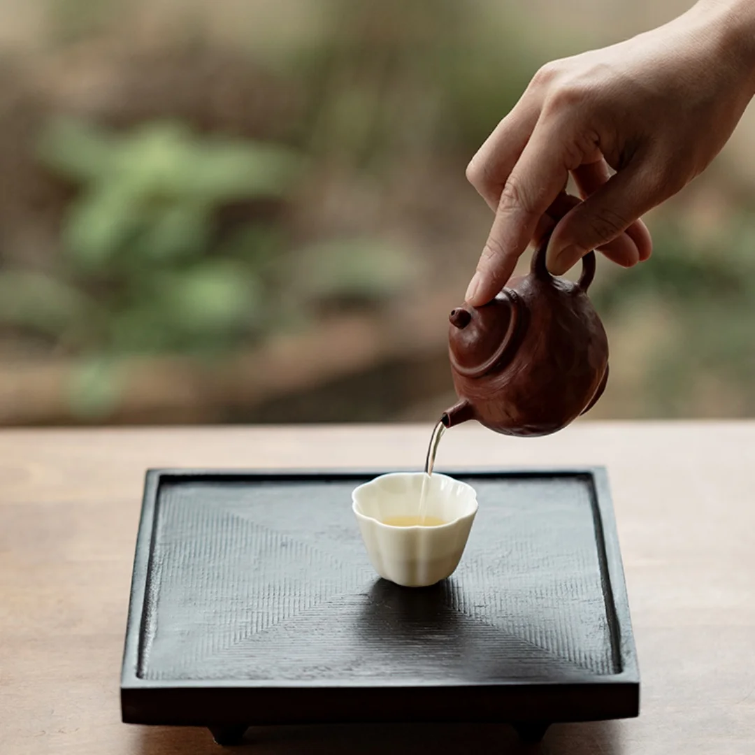 Kleiner Teetisch aus Walnussholz im japanischen Stil, einfaches Trockenteetablett für den Heimgebrauch, Wabi-Sabi-Stil, Holztablett, Teekannenhalter, Teetablett