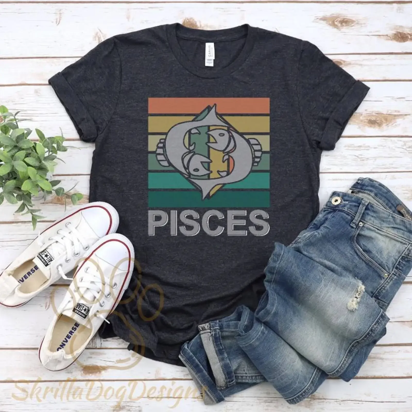 Retro Pisces Zodiac T Shirt Horoscope Astrology Casual Birthday for Lovers vintage Washed graphic Stretched homme streetwear