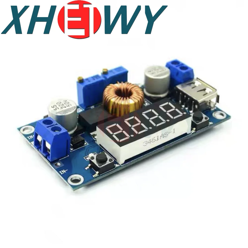 XL4015 modul regulator tegangan DC-DC 5A 75W, modul Buck dapat disesuaikan dengan tampilan Voltmeter