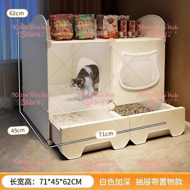Extra Large Semi Enclosed Cat Litter Box Corridor Design Anti Splash Dust Proof Cat Toilet for Large Breed Cats