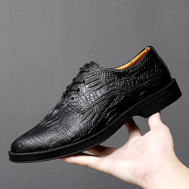 

Designers Mens Shoe Casual Leather Footwear Fashion Business Formal Shoes Lace-up Flat Oxford Male Evening Dresses Shoe