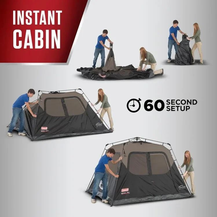 Camping Tent with Instant Setup, 4/6/8/10 Person Weatherproof Tent with WeatherTec Technology, Double-Thick Fabric, and Included