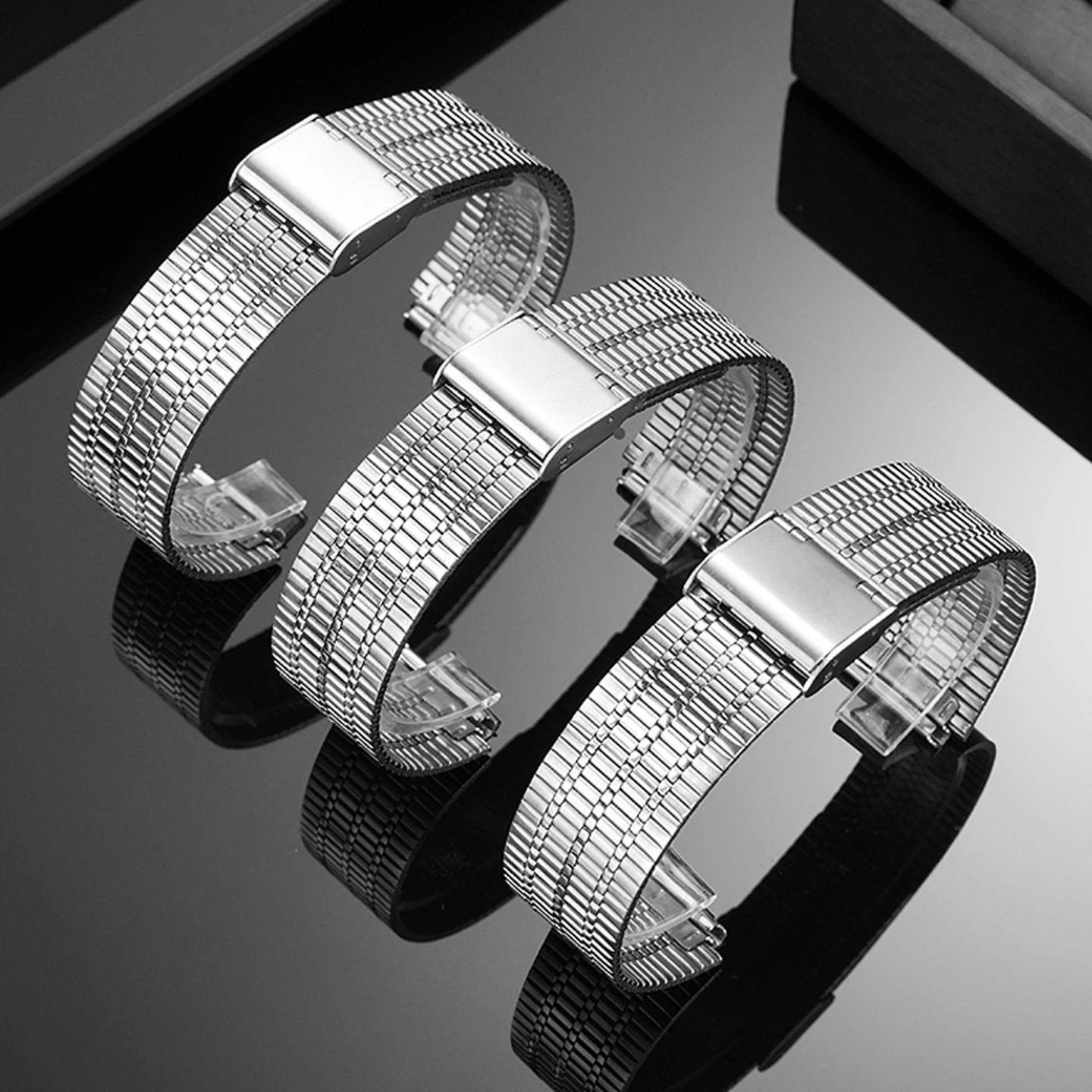 For Timex Q TIMEX Series Retro Stainless steel Watchband TW2T80700 TW2U61300 TW2U61200 Metal Watch Strap 18mm Bracelet silver