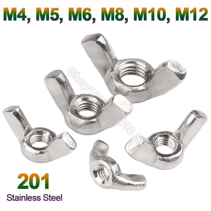 

2-30Pcs Butterfly Wing Nuts M4 M5 M6 M8 M10 M12 SUS 201 Stainless Steel Wing Nuts Hand Tighten Nut DIN315 Fasteners Parts