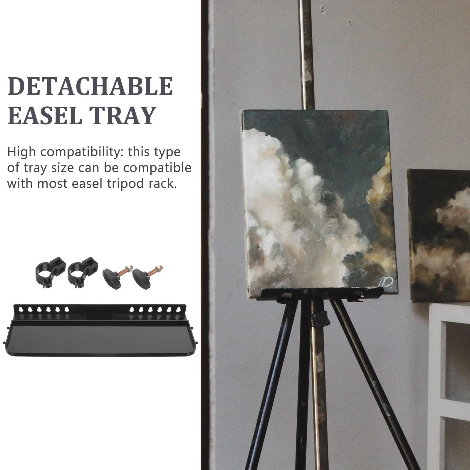 Folding Easel Black Plastic Tray For Rack Shelf Painting Accessories Durable Easy Most Easel Tripod Replacement Attachment