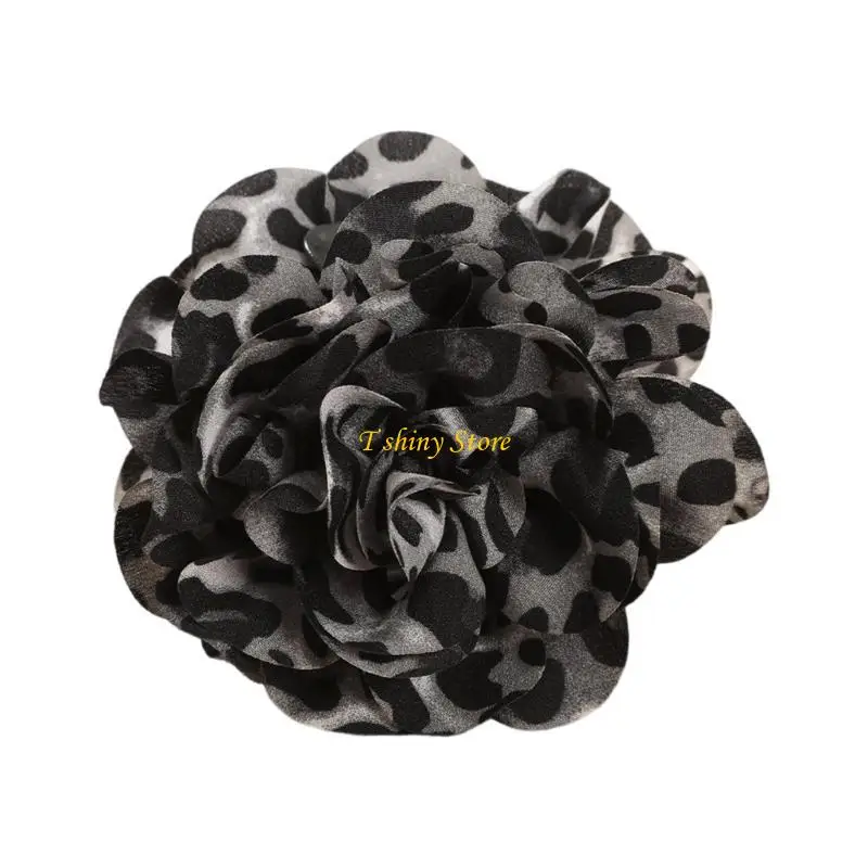 

N58F Leopard Camellia Hair Clip Adjustable for Different Hair Type Fashion Hairpin