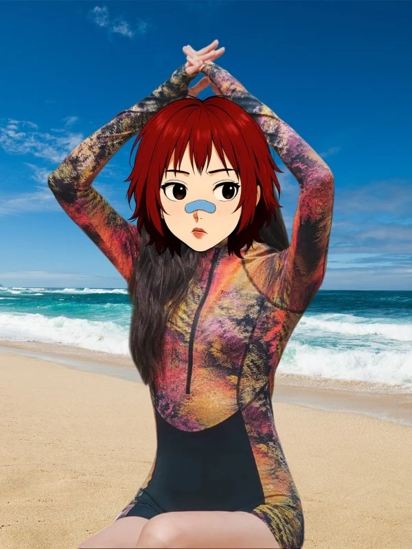 

New Sle Wetsuit One-Piece Long Sve Women's Swimsuit Sexy Girl Sle Flat Angle Profional Spor Casual Slimming