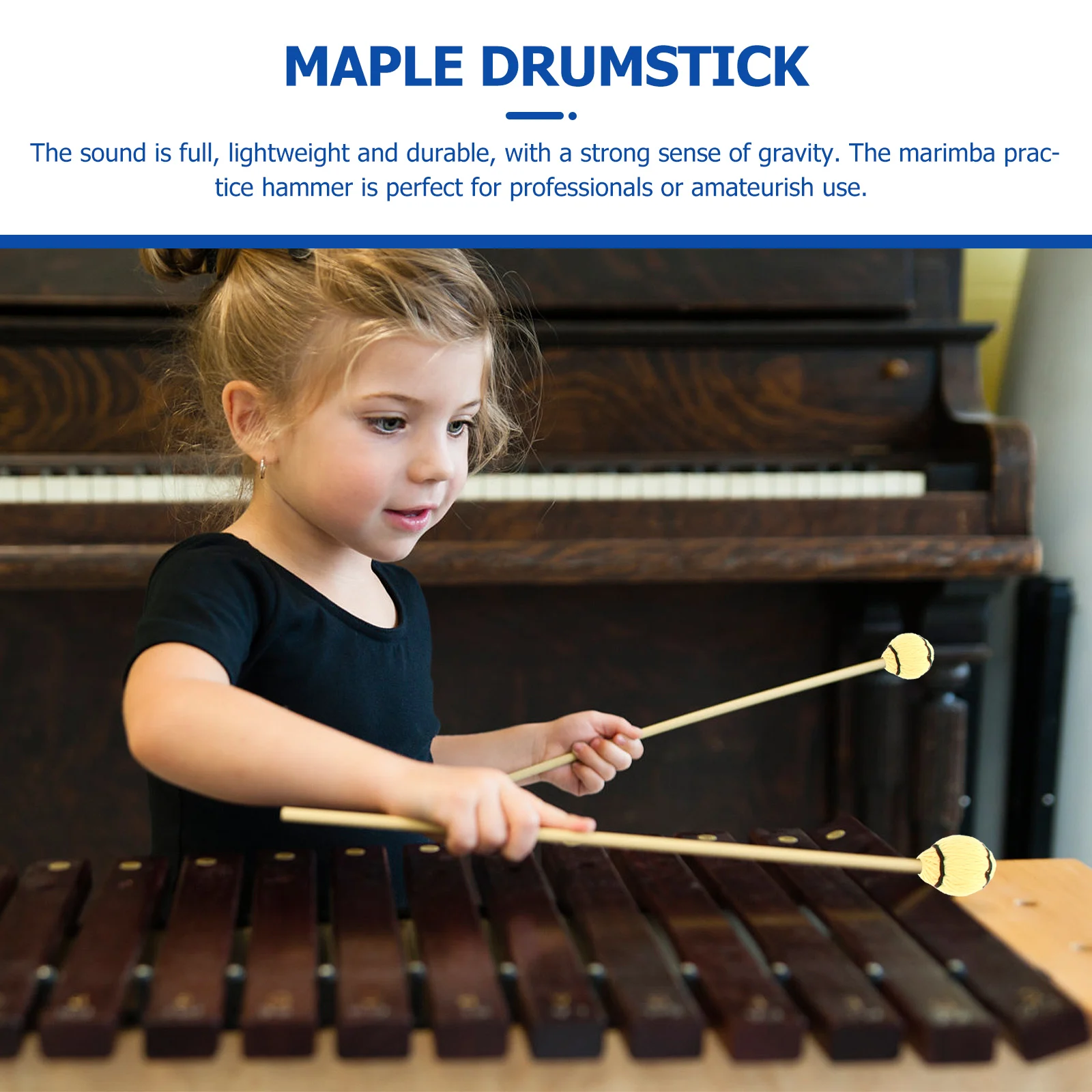 

2 Pcs Marimba Mallets Percussion Musical Instruments Drum Hammer Maple Xylophone Sticks Drumsticks