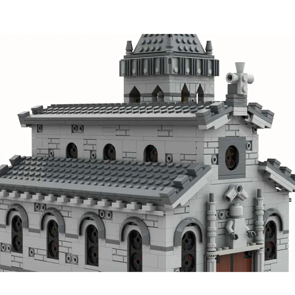 Gobricks MOC Średniowieczna kościół Modułowa architektura Zestaw klocków wioska Średniowieczny domek Model willi Cegła Puzzle dla dzieci Zabawki