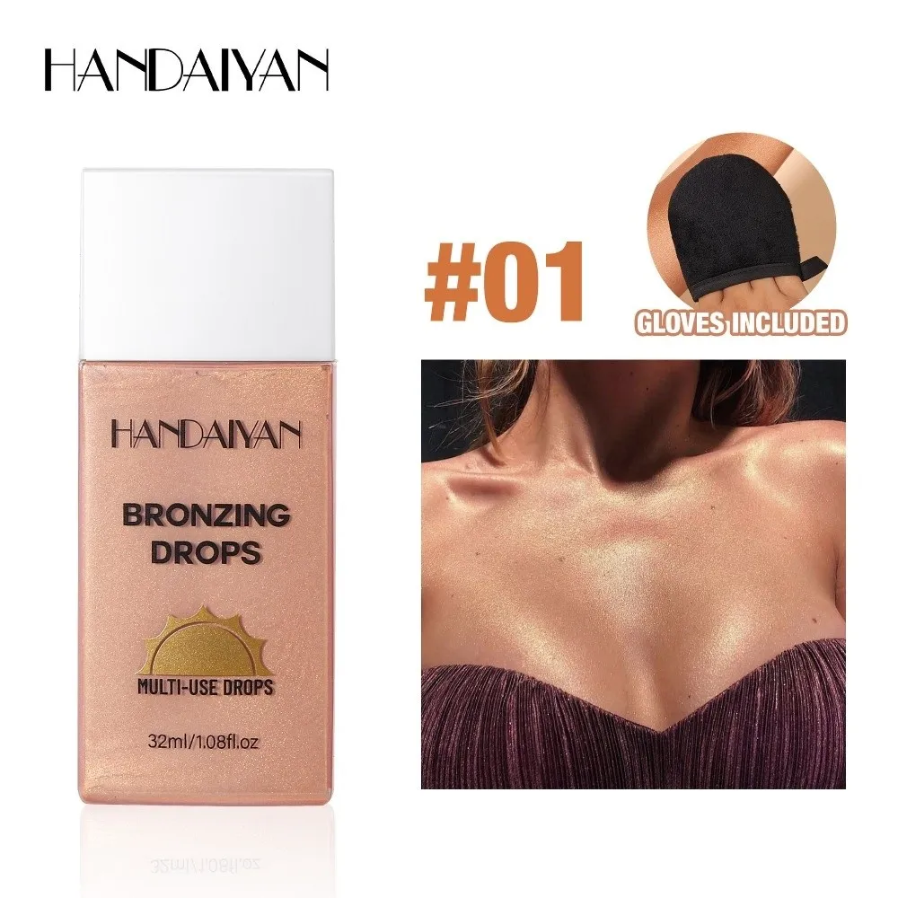 Creme Bronzeador Líquido com Brilho Perolado, Hidratante, de Longa Duração, Base Corporal à Prova d'Água com Efeito Brilhante