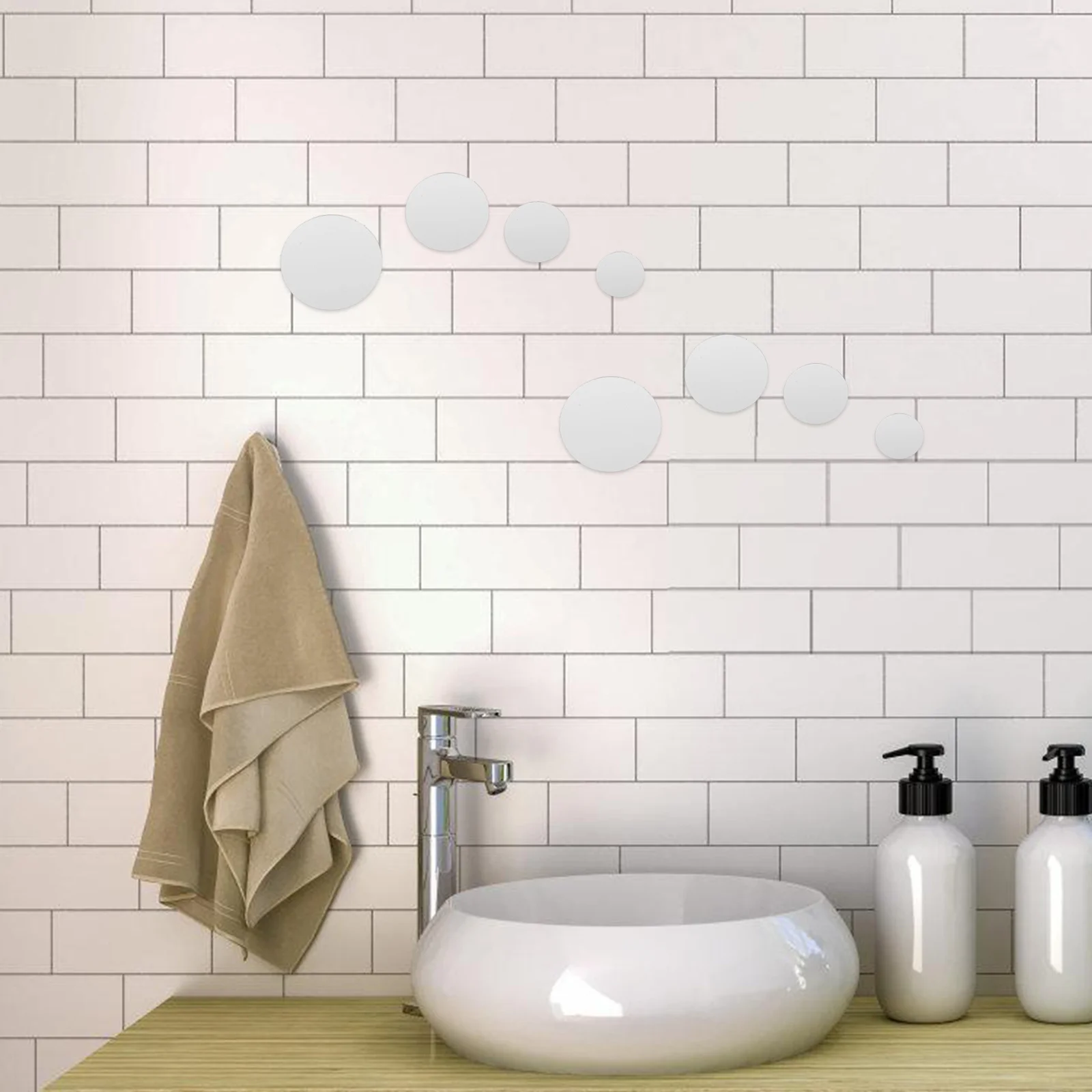 250 قطعة مرآة أكريليك مستديرة بلاط فسيفساء للحرف اليدوية وديكور المنزل مرايا صغيرة ذاتية اللصق مرآة أكريليك مستديرة