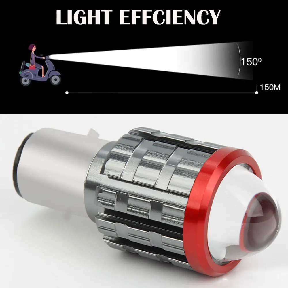 Farol de motocicleta LED, feixe alto e baixo, farol para moto scooter, luzes de nevoeiro amarelas e brancas, H6, BA20D, 3570 chips, H4, HS1, 1 pc