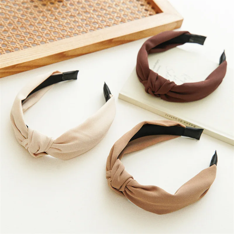 British new twill pure color hair hoop fairy bundle wide knot pressure hair breathable