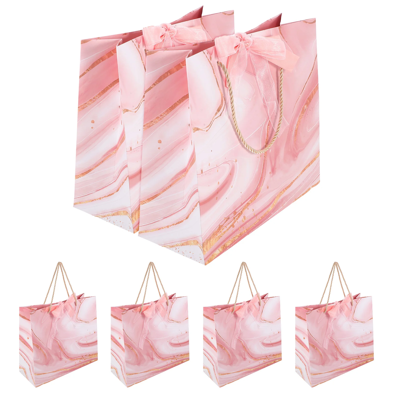 

6 Pcs Marble Gift Bag Bow Ribbon Birthday Present Bags Bridal Shower Party Chiffon Goodie