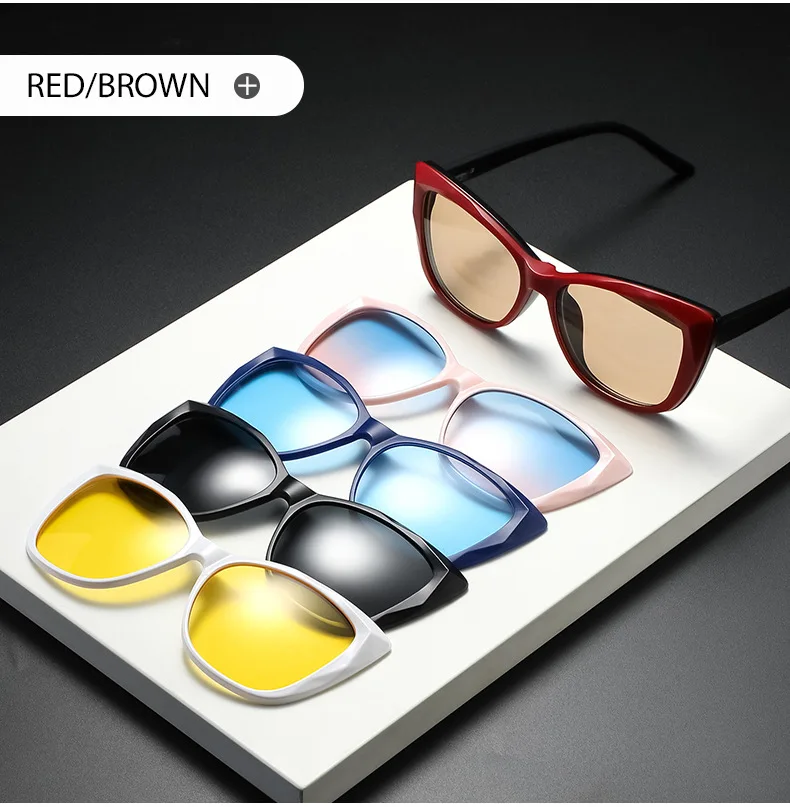 Vcka 10 in 1 Frauen Katzenauge Myopie Sonnenbrille Mode polarisierten Magnet clip auf Brille verschreibung pflicht ige Brillen gestelle-0.5 ~-6,0 – Detail 13