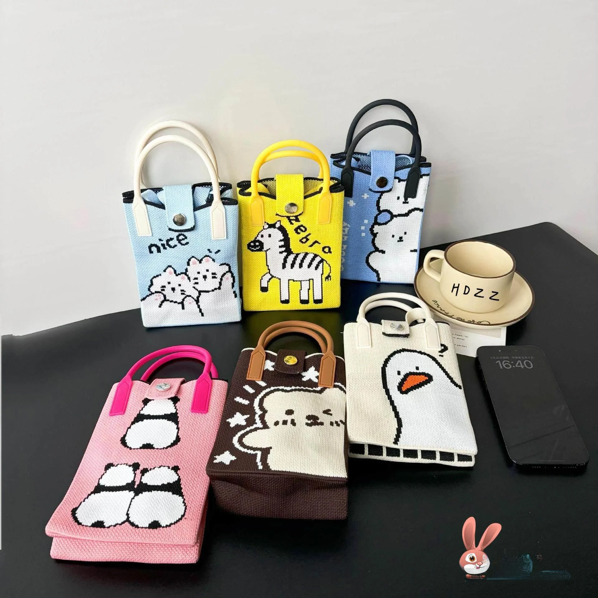 

Высококачественная вязаная сумка для мобильного телефона с мультяшным принтом, универсальная сумка через плечо, на одно плечо, ручная сумка для мужчин и женщин