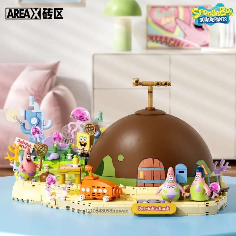 

AREA-X Spongebob Squarepants Series Patrick's Stone House Model Building Blocks Assembled Toys Ornaments Gifts