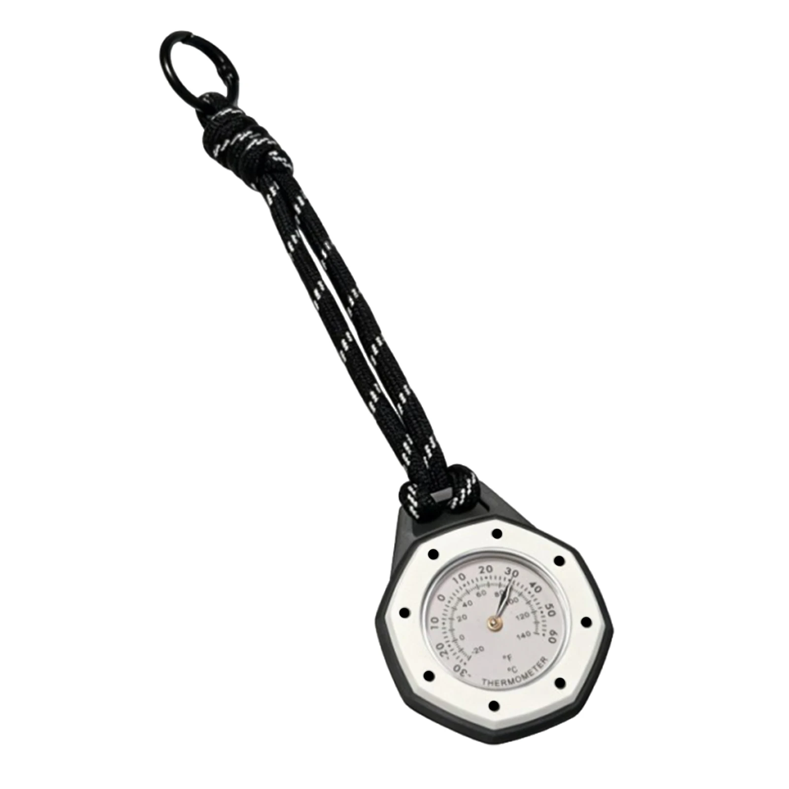 Octagonal Mechanical Thermometer with Carabiner Clip and Lanyard Mechanical Temperature Sensor Plastic Lightweight Thermometers
