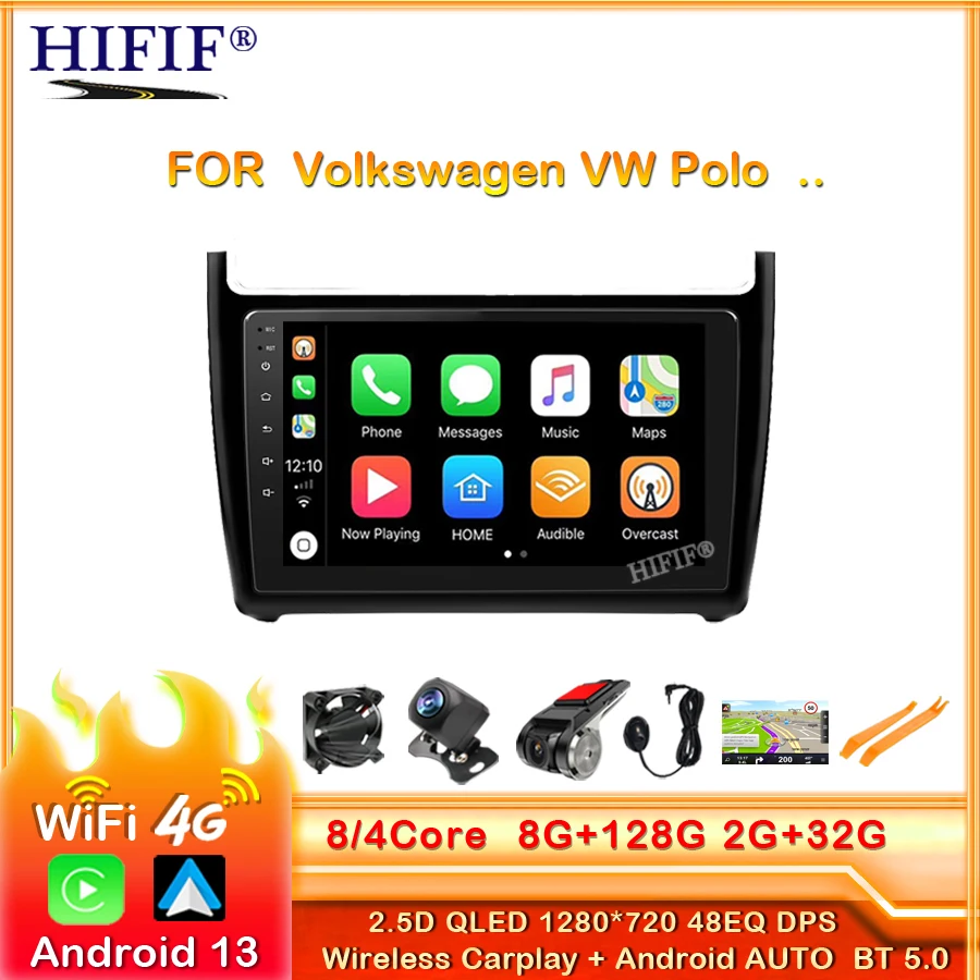 

Car Radio GPS Navigation Multimedia Player For VW Volkswagen POLO Sedan 2008-2015 2Din Android 13 DSP Auto Stereo Headunit Video