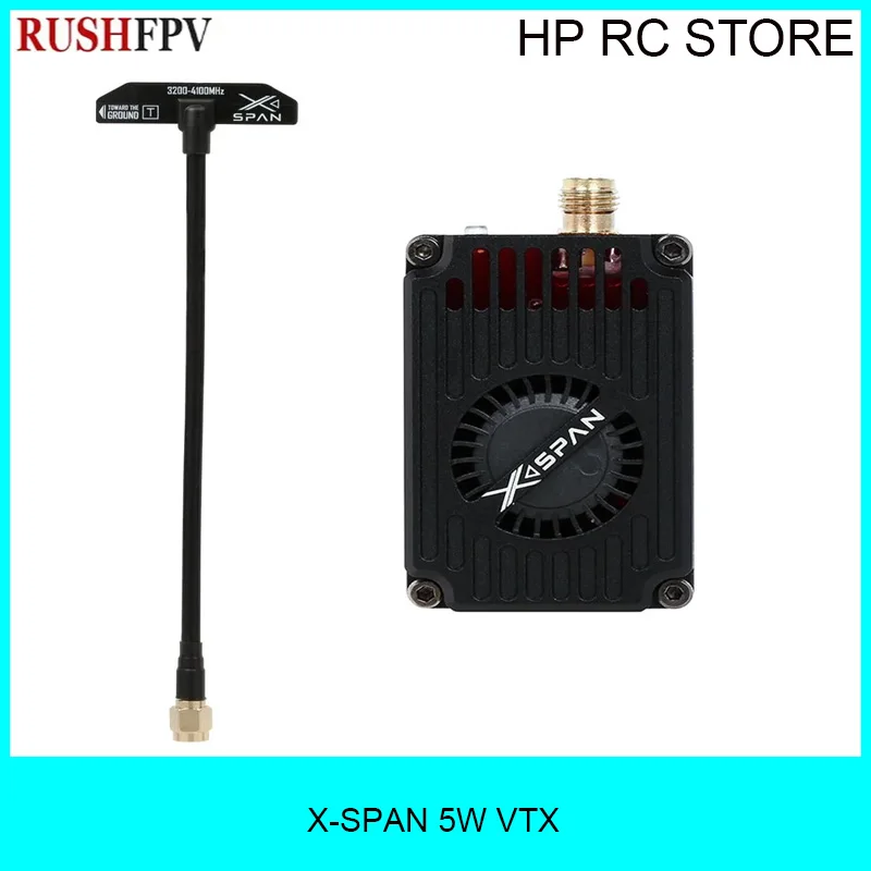 RUSHFPV X-SPAN 5W VTX 3.1GHz-3.8GHz High Power Video Transmitter with Fan Cooling 32CH IRC Tramp for RC FPV Drone