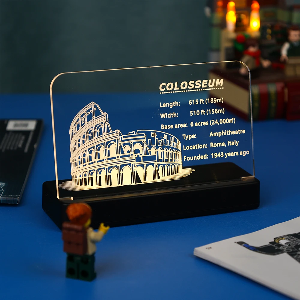 

Светодиодная акриловая доска для дисплея, табличка с именем для LEGO Colosseum 10276, строительные блоки, кирпичи, набор игрушек