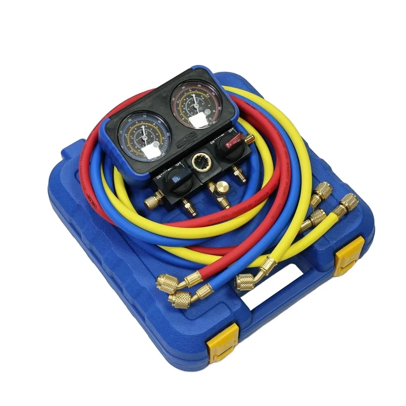 New Refrigerant Dual Valve R22 R410A R134A R407C VRM2-B-0401 HAVC Manifold Gauge Set for HVAC Tools Refrigeration Part