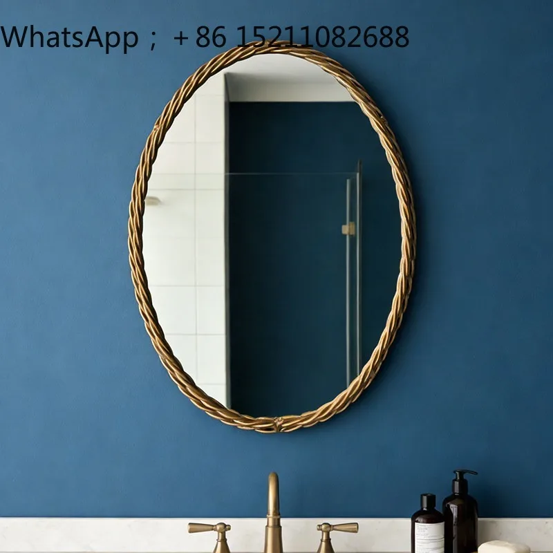 SCY oval bathroom mirror retro simple makeup mirror small apartment living room decorative mirror