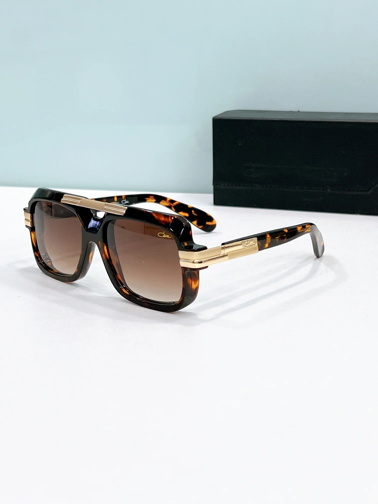 Original CCAZAL MOD663 Trend Luxury Vintage Square Men Sunglasses Classic Tortoiseshell Alloy+Acetate Frame Women Couple Eyewear