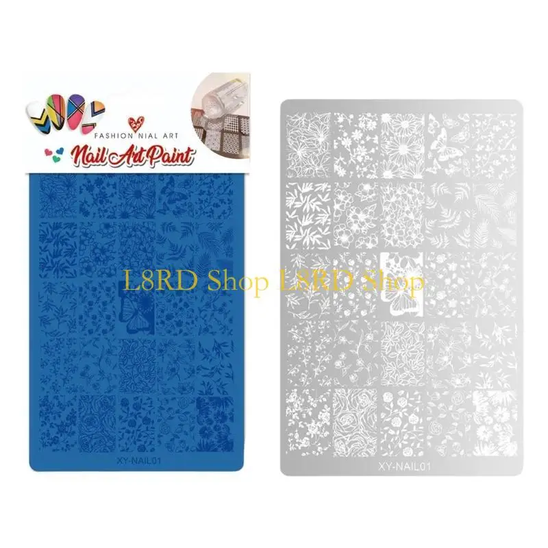L8RD Flowers Stamping Plates Stamp Templates Butterfly Plates Manicure Print Stencils Art Stamp Tool