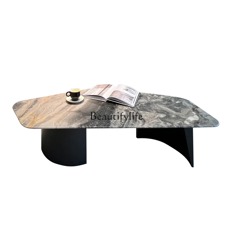 

4 Natural Venice Brown Marble Irregular Coffee Table Modern Simple High-End Light Luxury Coffee Table