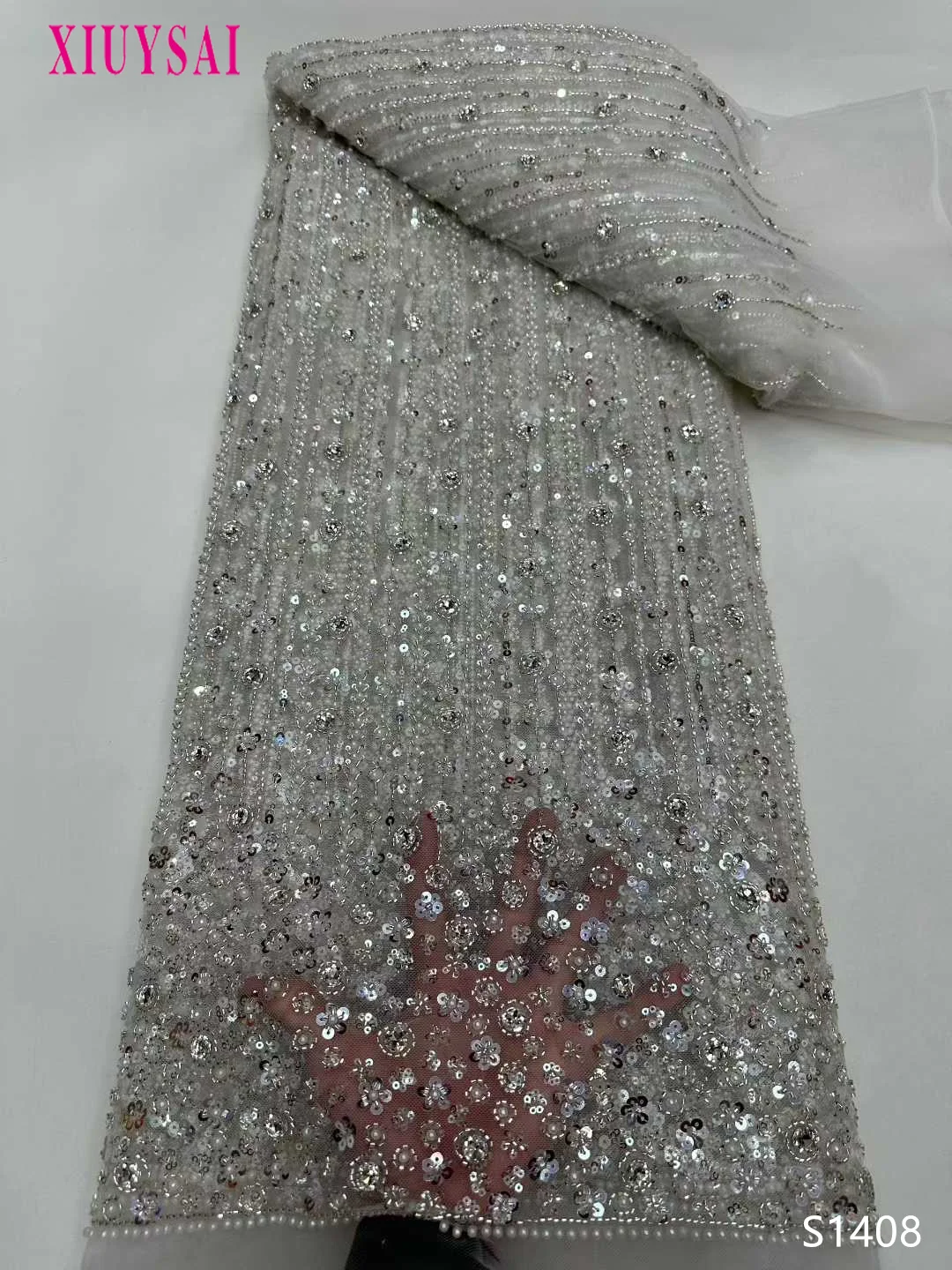 Nigerian Tulle Groom Lace Fabrics With Beads 2024 High Quality Luxury African Sequins French Mesh Lace For Wedding Party