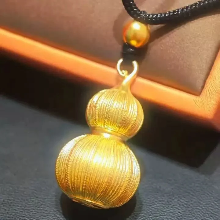 

Women 24K Gold AU999 Solid Filigree Gourd Necklace - Crafted pure gold, valuable for use & collection