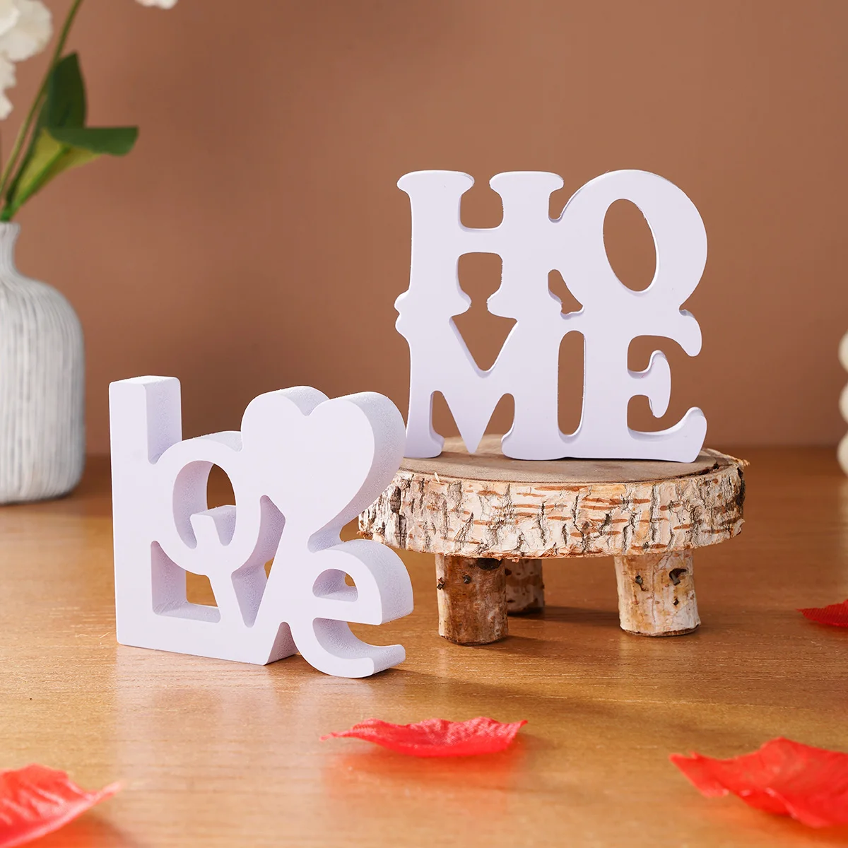1PC, White Double-Layer Heart-Shaped LOVE/HOME Letter Decorative Item