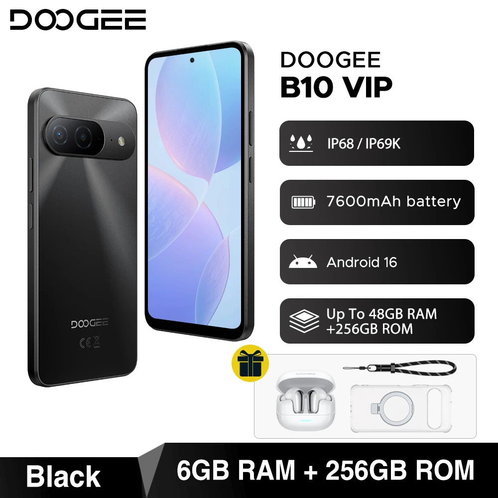 World Premiere DOOGEE B10 Smartphone 7600mAh Battery 6GB 256GB 6.6'' Display 64MP AI Camera Gemini AI Android 16 Mobile Phone image 3