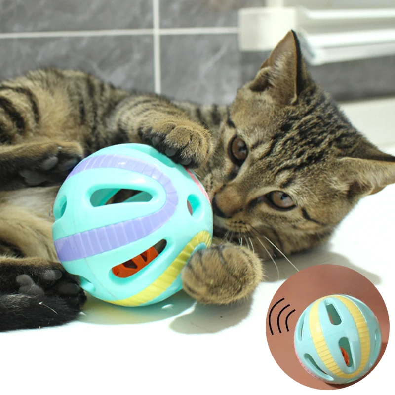 Pelota de plástico interactiva para gato, juguete divertido con sonido, suministros para mascotas