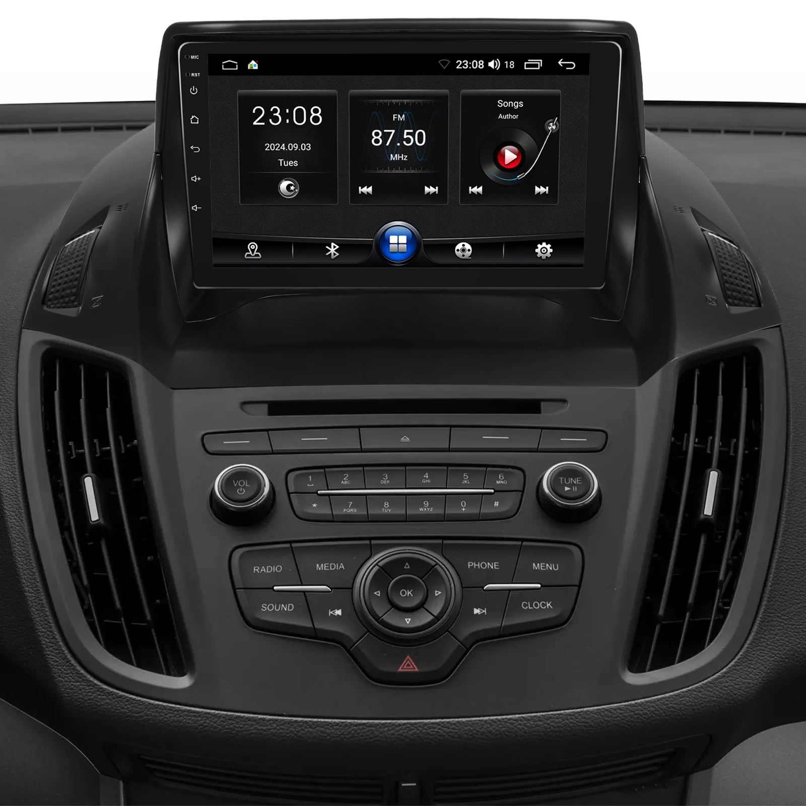9-inch Android 15 Car Navigation For Ford Escape 2013-2019 2+64G With Wireless Carplay AHD Camera + Microphone