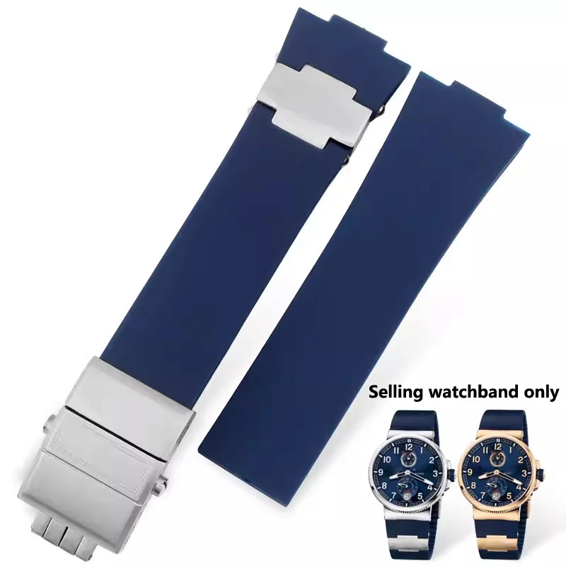 For Athens Observation Navigation 1183 Men's Women's Waterproof Silicone Watch Band For Ulysse Nardin Rubber Watch Strap 25mm